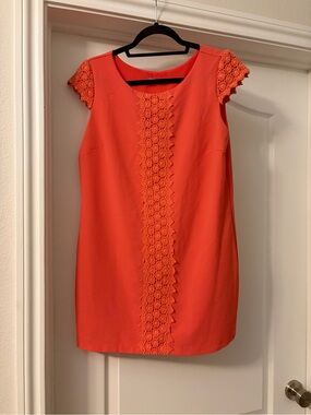 Darling Orange Crochet-Trim Mini Dress